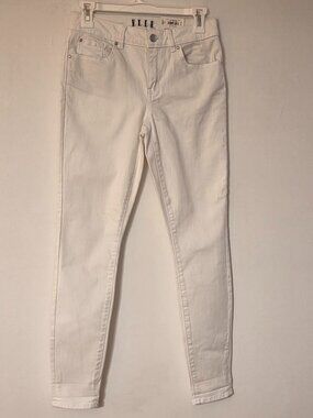 ELLE White Mid Rise Skinny Jeans